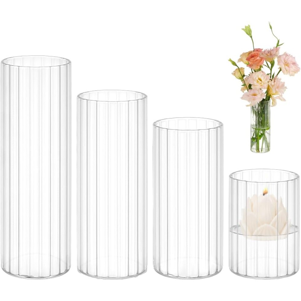Candle Containers - 4-formaat glazen cilinder vazen 3,5/5,5/6,7/7,8 inch