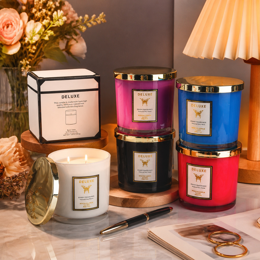 Soy Wax - 400G gouden glazen geurkaars voor thuisgebruik,