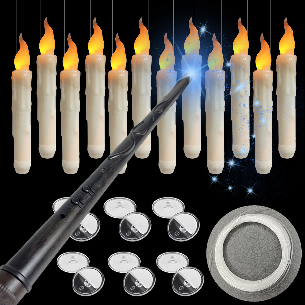 Candle Wick - Vlamloze ivoorwitte taperkaarsen met magische afstandsbediening,