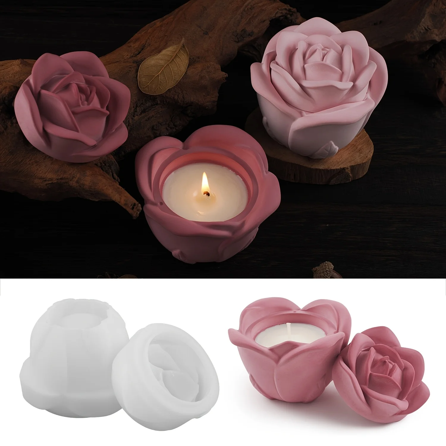 2-delige set roosvormige silic - Candle Molds recensie en prijs