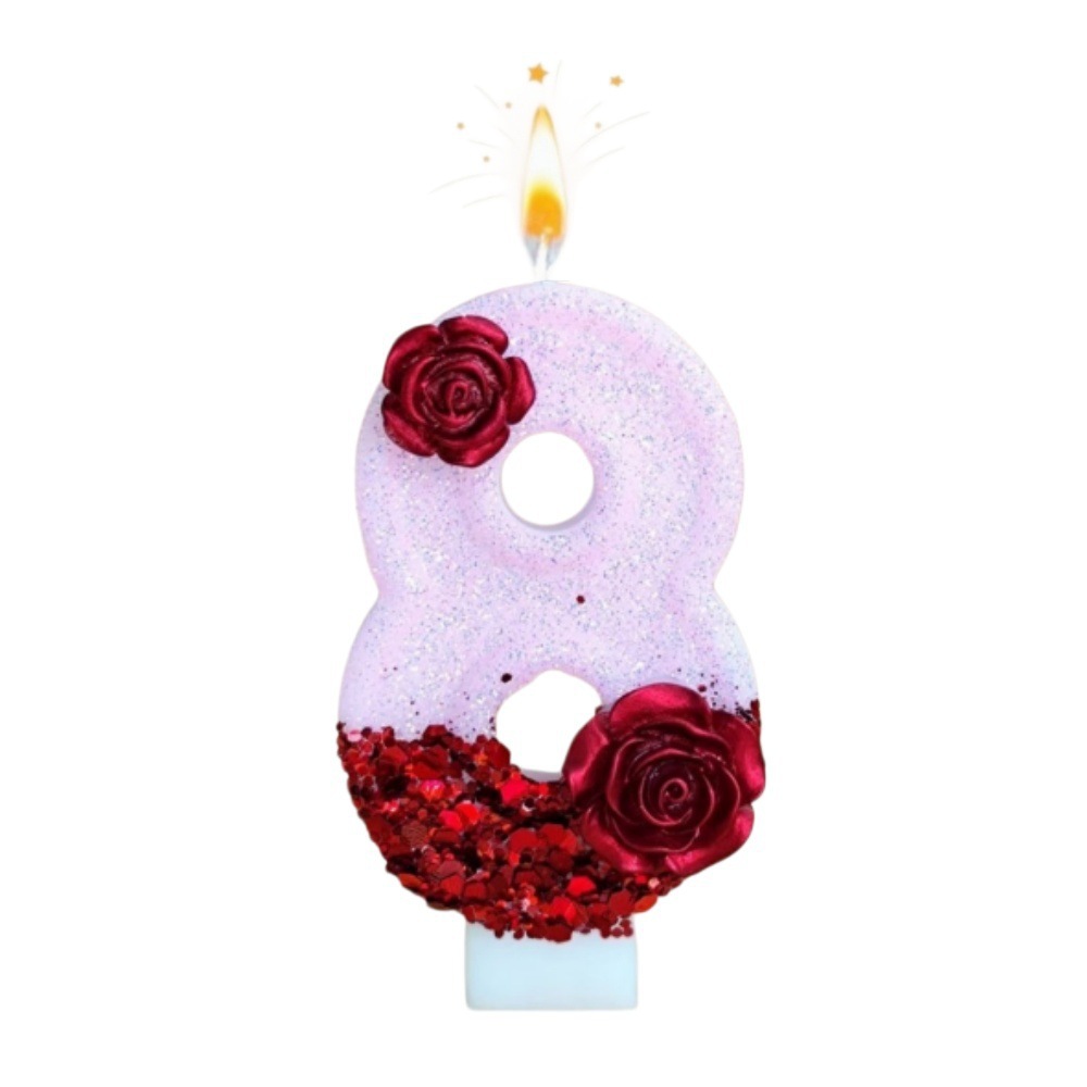 Nummer Roze Glitter Rode Roos  - Paraffin Wax recensie en prijs